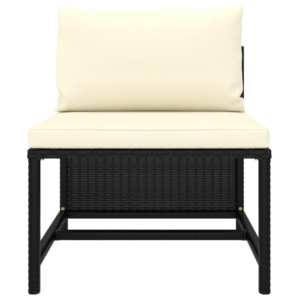 4-Seater Patio Sofa with Cushions Black Poly Rattan