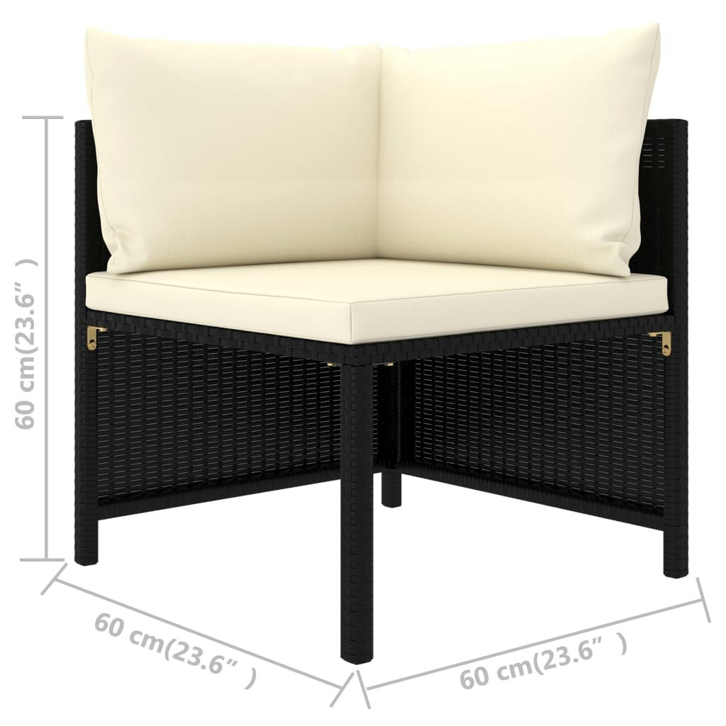 4-Seater Patio Sofa with Cushions Black Poly Rattan
