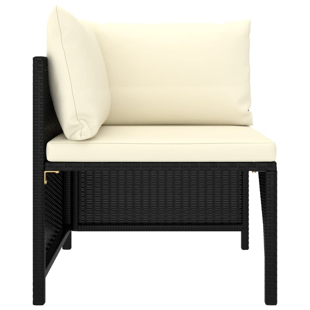 4-Seater Patio Sofa with Cushions Black Poly Rattan