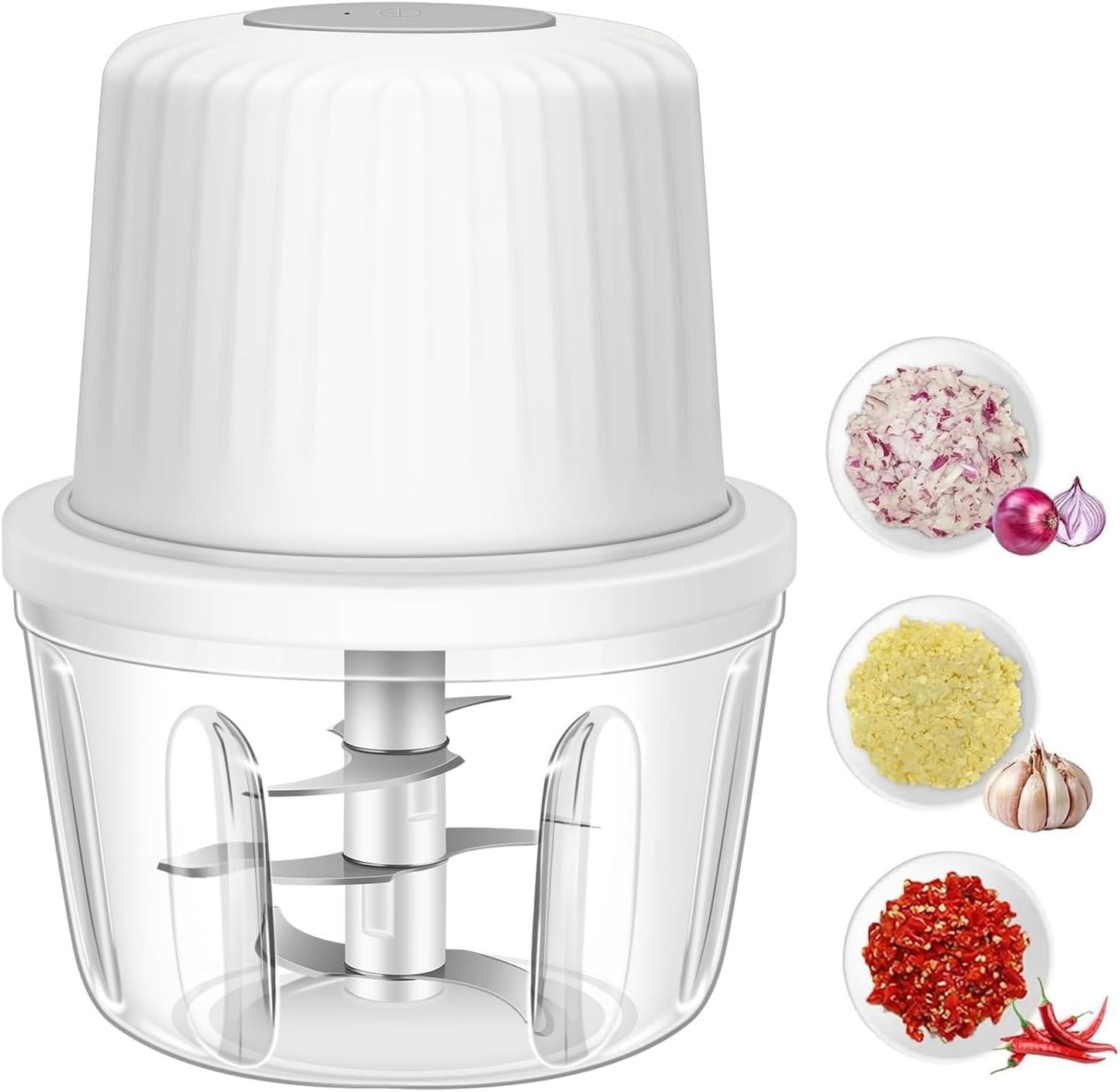 400ML Electric Garlic Chopper and Food Processor 1.5 Cup, 6 Blades Garlic Grinder Mini Vegetable Chopper, USB-C Rechargeable Portable Veggie Chopper, Onion Mincer, Chili, Fruit, Meat