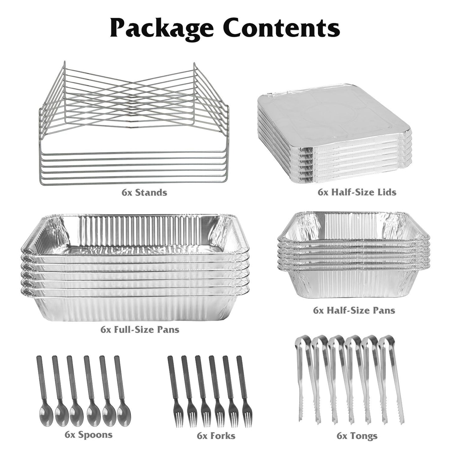 42Pcs Disposable Chafing Dish Buffet Kit - Heat-Resistant Aluminum Foil Pans, Iron Stands & Sturdy Utensils - Long-Lasting Warmth - Ideal for Catering, Office Parties, BBQs