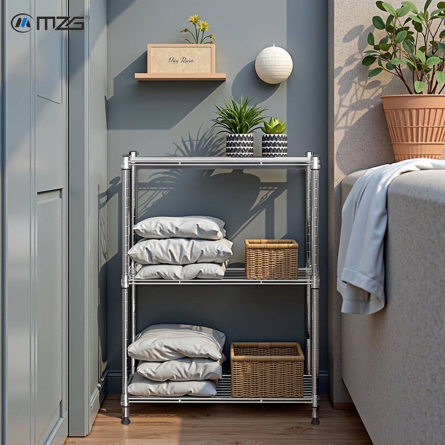 450 lbs Wire Storage Shelving 3-Tier Utility Shelving Unit Steel Organizer Wire Rack for Home,Kitchen,Office,Chrome(11.8" D x 17.7" W x 26.3" H)
