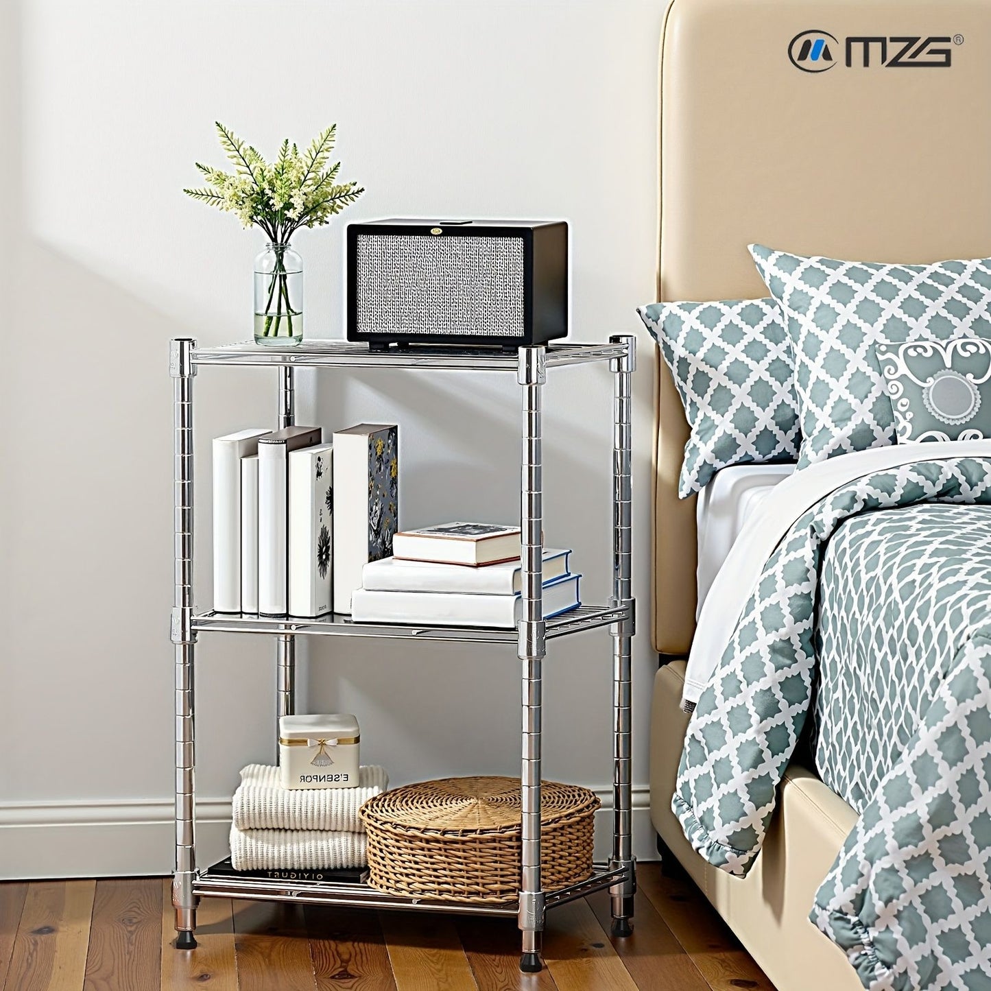 450 lbs Wire Storage Shelving 3-Tier Utility Shelving Unit Steel Organizer Wire Rack for Home,Kitchen,Office,Chrome(11.8" D x 17.7" W x 26.3" H)