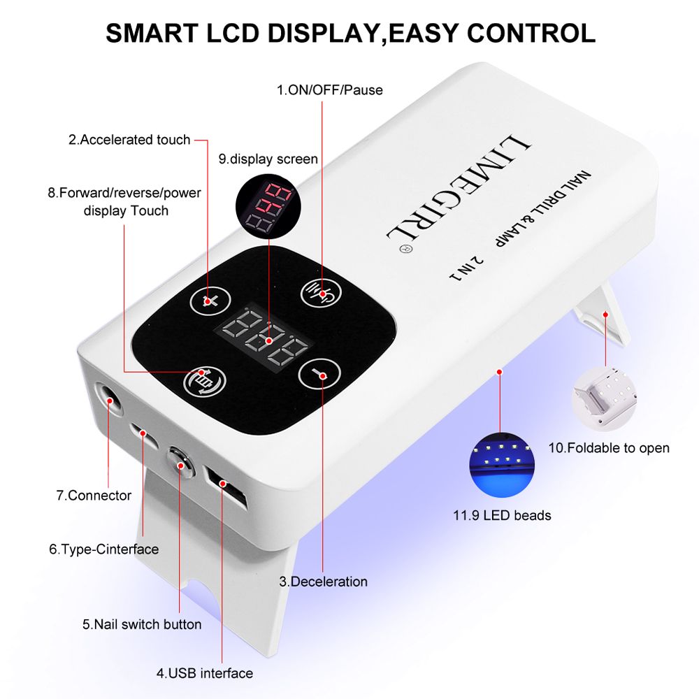 45000RPM Portable Cordless Electric Nail Drill Machine Carrying Drill Bit Professional Nail Grinding Polishing Dead Skin Removal Nail Machine Set For Home Nail Salon Acrylic Nail Drill Machine