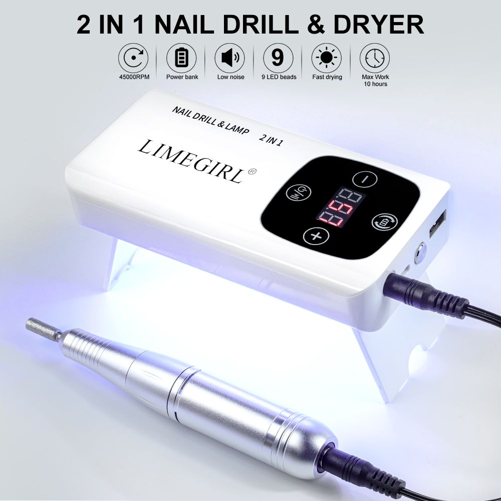 45000RPM Portable Cordless Electric Nail Drill Machine Carrying Drill Bit Professional Nail Grinding Polishing Dead Skin Removal Nail Machine Set For Home Nail Salon Acrylic Nail Drill Machine