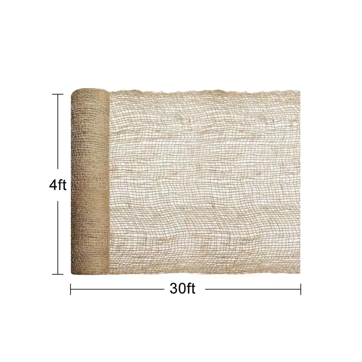 4ft*30ft Natural, eco-friendly jute netting is a must-have for soil protection and landscaping, offering easy mulching, water conservation, and wind resistance.