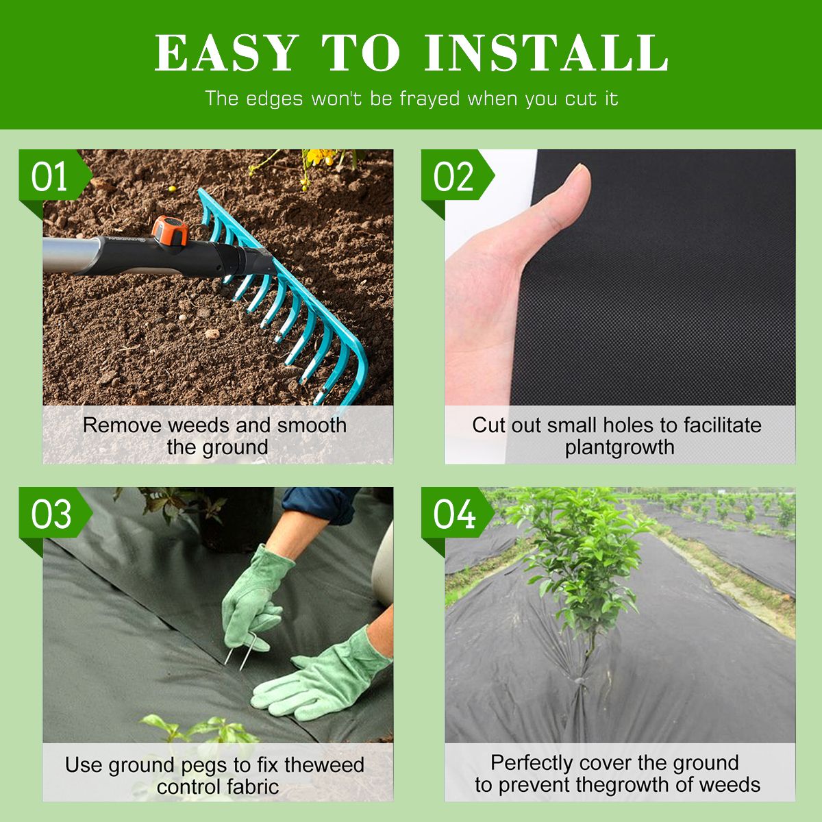 4ft*50ft Non-woven groundsheet, high-density weed control, breathable and environmentally friendly, a must-have for soil protection and gardening.