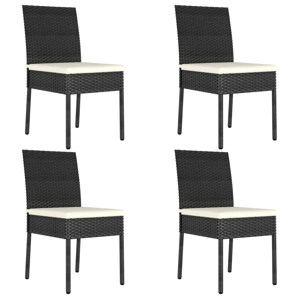 5 Piece Patio Dining Set Poly Rattan Black