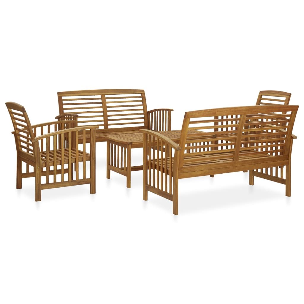5 Piece Patio Lounge Set Solid Acacia Wood