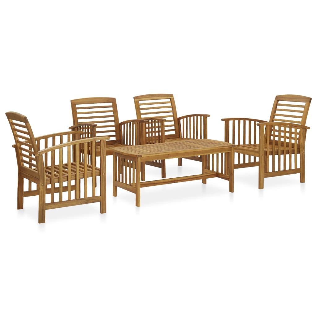 5 Piece Patio Lounge Set Solid Acacia Wood