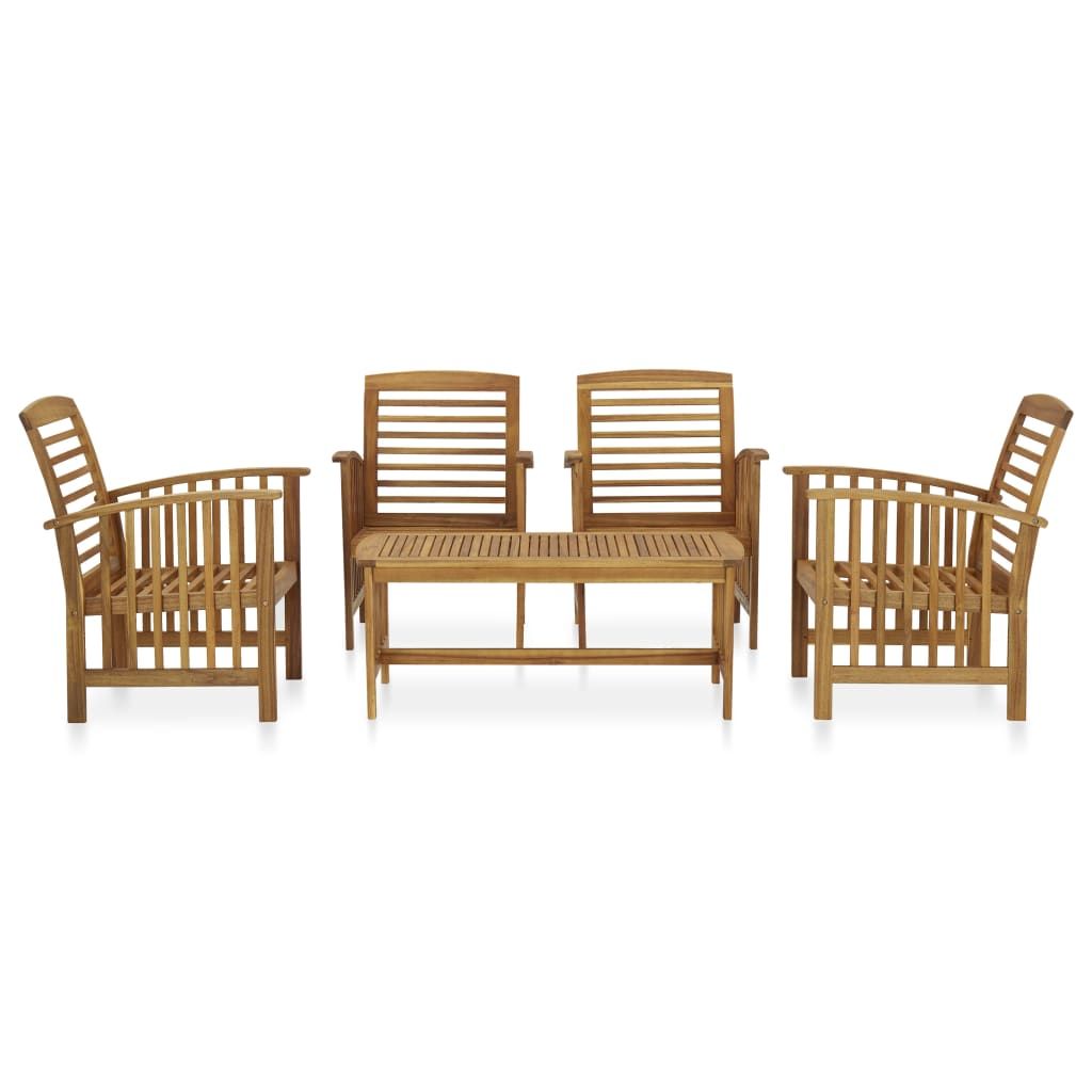 5 Piece Patio Lounge Set Solid Acacia Wood