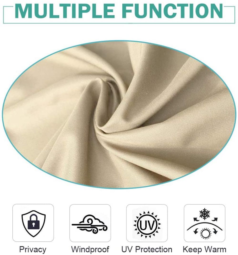 50inch*120inch*1.2inch  beige luxurious woolen outdoor curtain with hanging straps combine elegance and durability for a comfortable outdoor space.