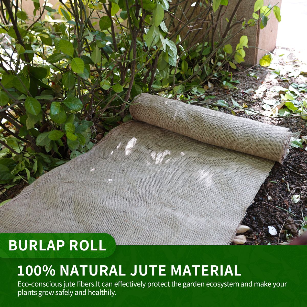 5.3ft*50ft Natural and eco-friendly, jute cloth roll, garden plant cover, soil-moisturizing and weed-control cloth, biodegradable and breathable mulch