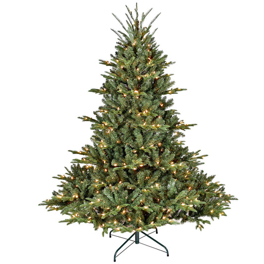 5FT Pre-Lit Christmas Tree, Artificial Fake Christmas Tree with 350 Lights, 1129 PE & PVC Mixed Branch Tips, Xmas Tree for Indoor and Outdoor Holiday Decoration