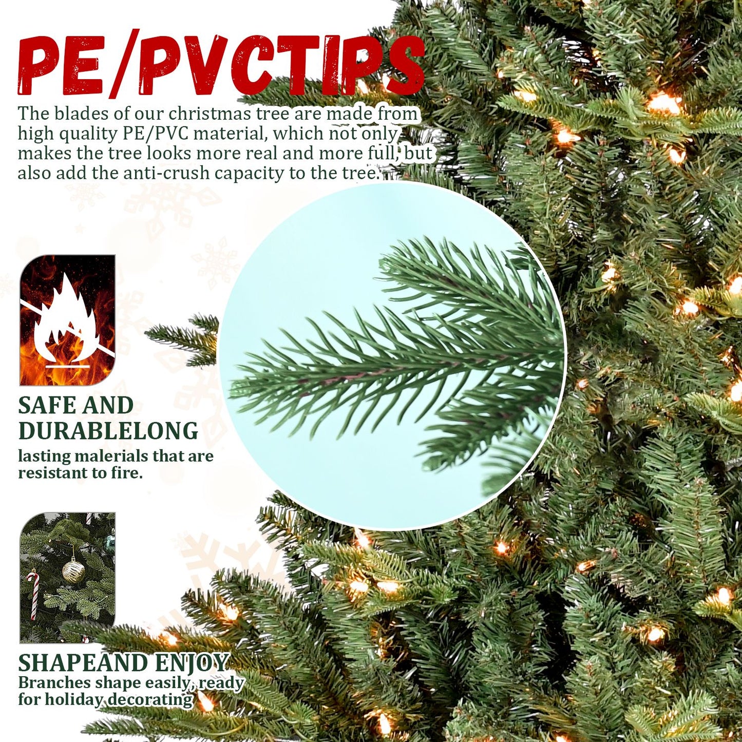 5FT Pre-Lit Christmas Tree, Artificial Fake Christmas Tree with 350 Lights, 1129 PE & PVC Mixed Branch Tips, Xmas Tree for Indoor and Outdoor Holiday Decoration