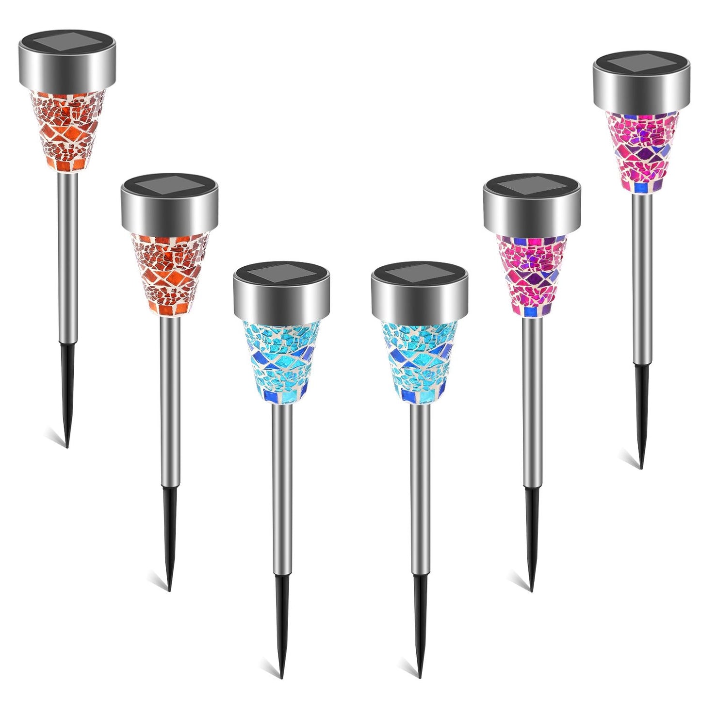 6Packs Solar Garden Lights Outdoor Solar Pathway Lights IP44 Water-resistant Landscape Lights 8Hrs Lawn Lamps for Yard Driveway Walkway