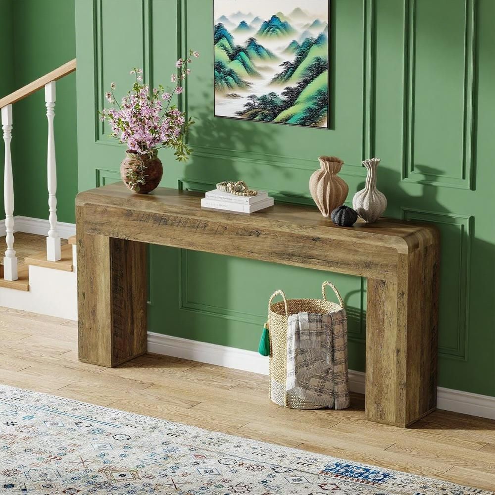 70.9-Inch Extra Long Console Table, Rustic Wooden Sofa Table Behind Couch, Farmhouse Entryway Console for Living Room, Entryway