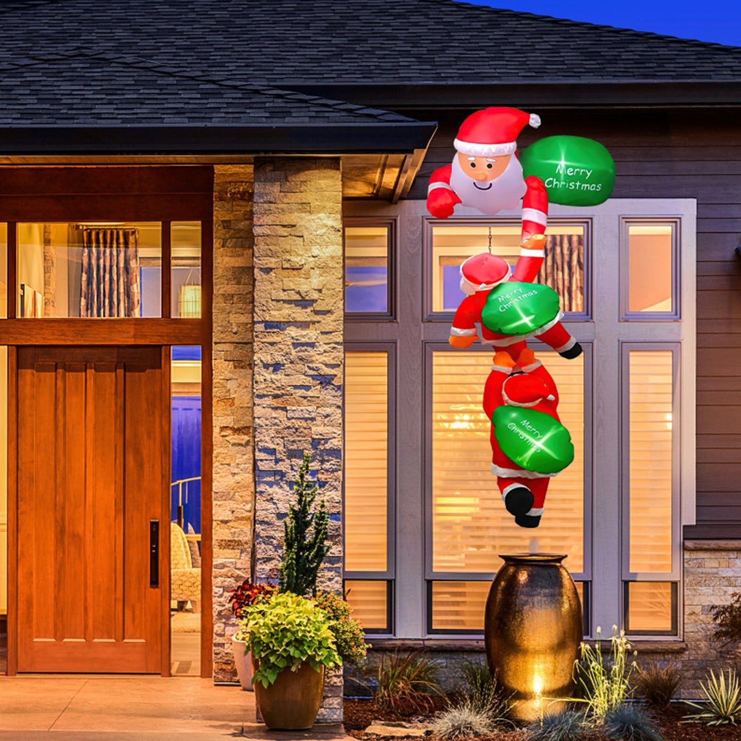 8 Foot Inflatable Santa Claus Christmas Decoration - 6 LED Lights for Night Glow, Quick Inflation , 4 Suction Cups & 6 Ropes (Secure Hanging), Waterproof Material for Indoor/Outdoor Use
