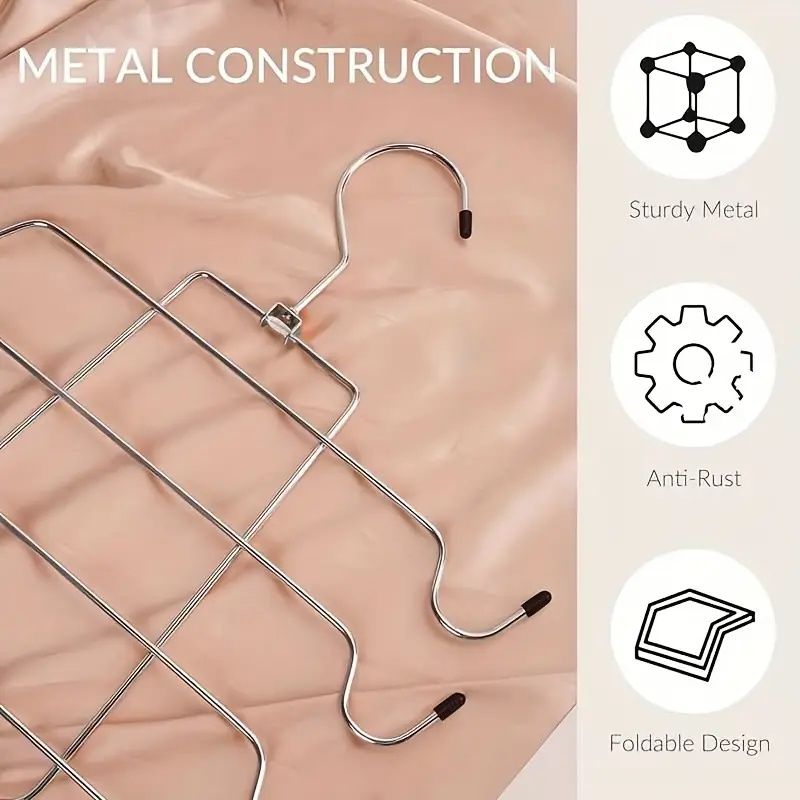 8-Layer Space-Saving Stainless Steel Underwear & Bras Organizer Hanger - Polished Metal Clothes Hanger with Anti-Slip Design, Vertical Hanging Storage for Wardrobe, Closet Organization, Hangers for Cl