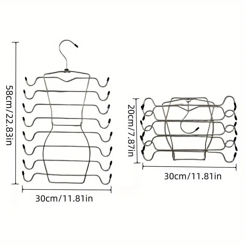 8-Layer Space-Saving Stainless Steel Underwear & Bras Organizer Hanger - Polished Metal Clothes Hanger with Anti-Slip Design, Vertical Hanging Storage for Wardrobe, Closet Organization, Hangers for Cl