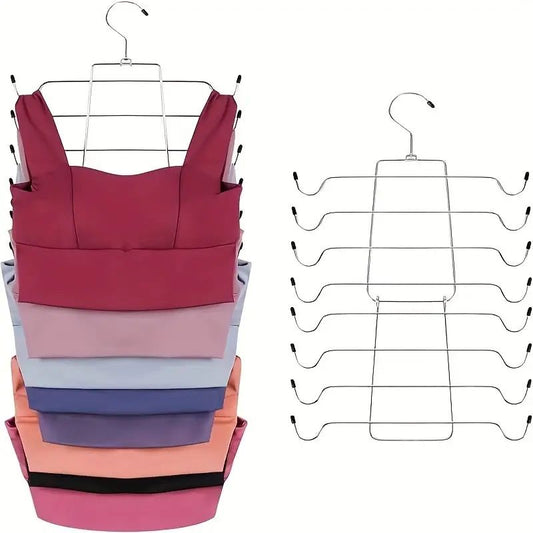 8-Layer Space-Saving Stainless Steel Underwear & Bras Organizer Hanger - Polished Metal Clothes Hanger with Anti-Slip Design, Vertical Hanging Storage for Wardrobe, Closet Organization, Hangers for Cl