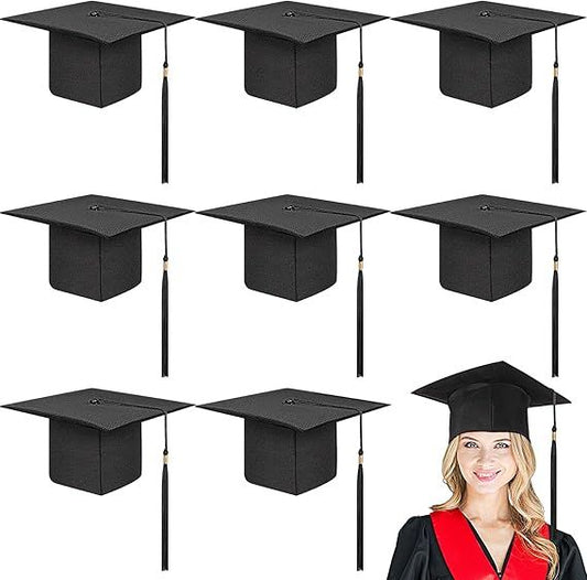 8 Pcs Graduation Cap Bulk Adjustable Adult Graduation Hat with Tassel for Christmas Fancy Dress Accessory Photo Props