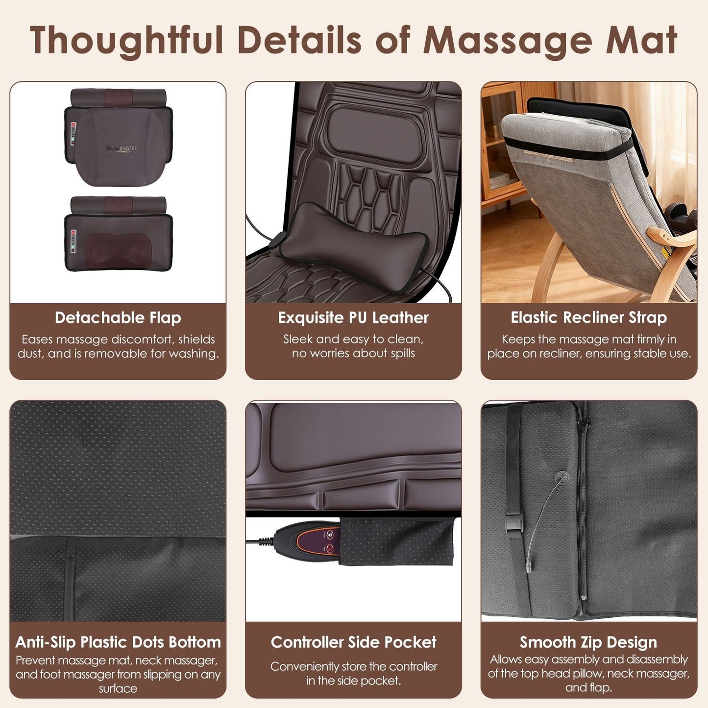 9 Modes Full Body Massage Chair Pad with Shiatsu Neck Foot Massagers, Inflatable Lumbar Support, Heat Therapy for Back Hip Leg Pain