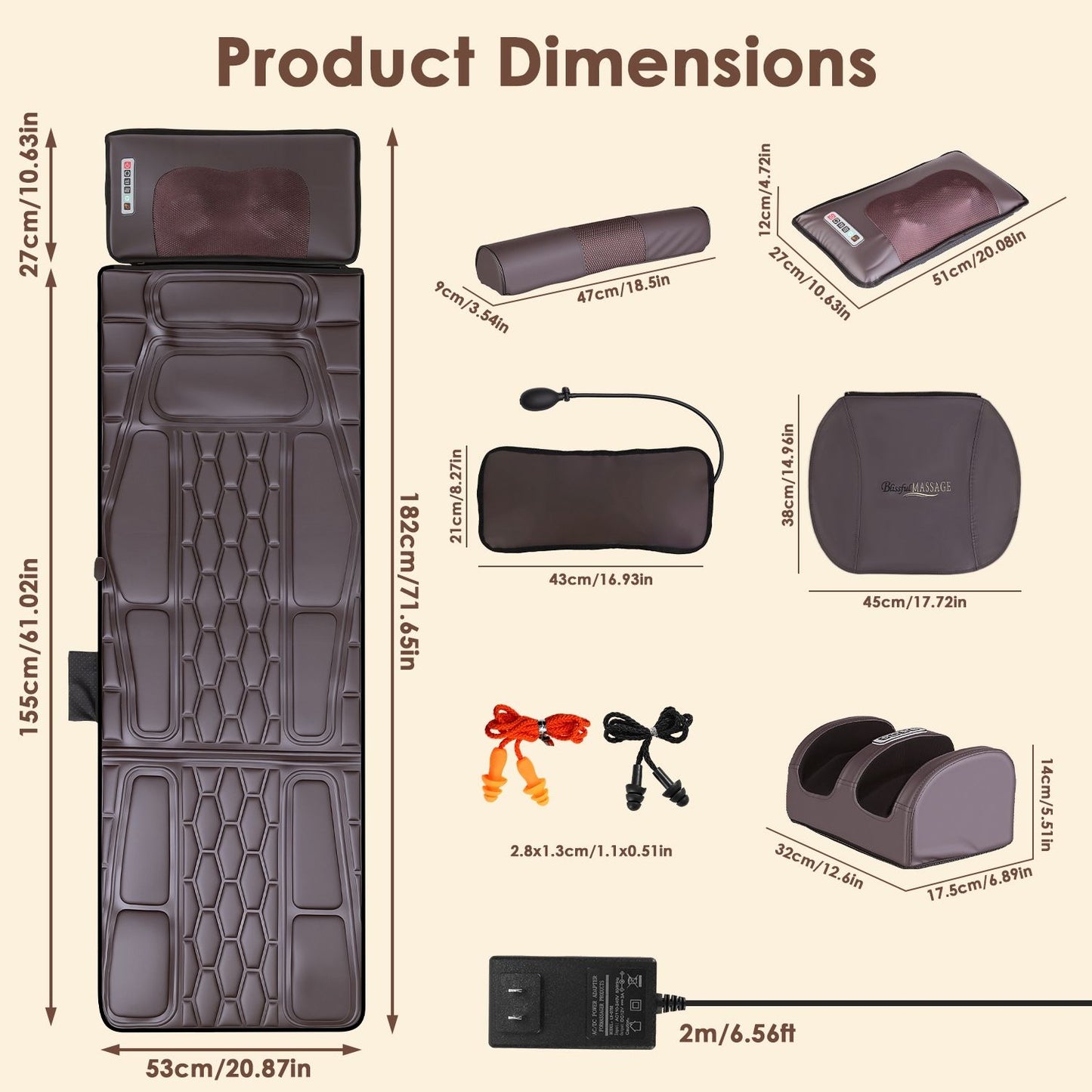 9 Modes Full Body Massage Chair Pad with Shiatsu Neck Foot Massagers, Inflatable Lumbar Support, Heat Therapy for Back Hip Leg Pain
