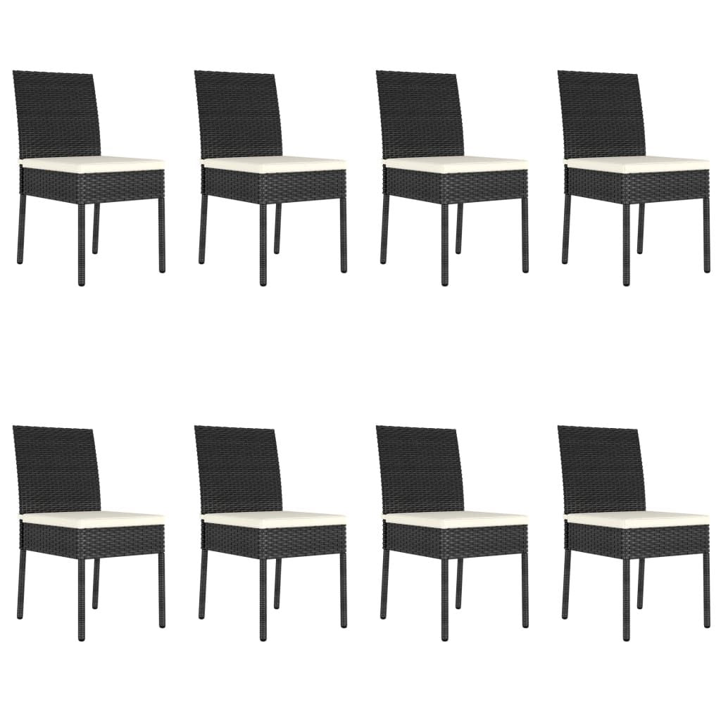 9 Piece Patio Dining Set Poly Rattan Black