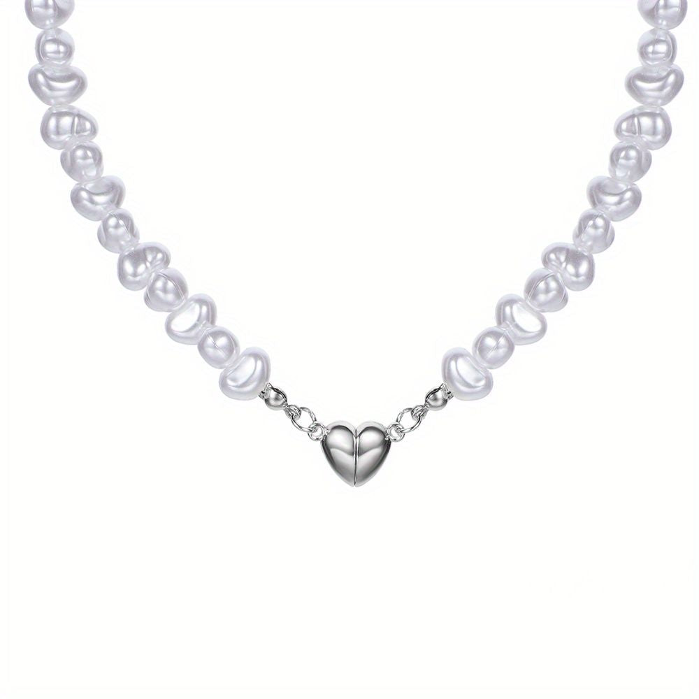 Add a touch of love to your outfit with our Exquisite Irregular Faux Pearl Love Pendant Necklace for Women