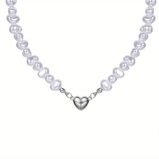 Add a touch of love to your outfit with our Exquisite Irregular Faux Pearl Love Pendant Necklace for Women