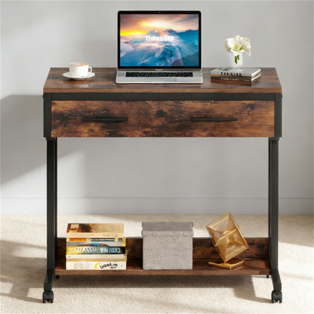 Adjustable height desk, computer desk, office desk, mobile side desk, portable desk with drawers,