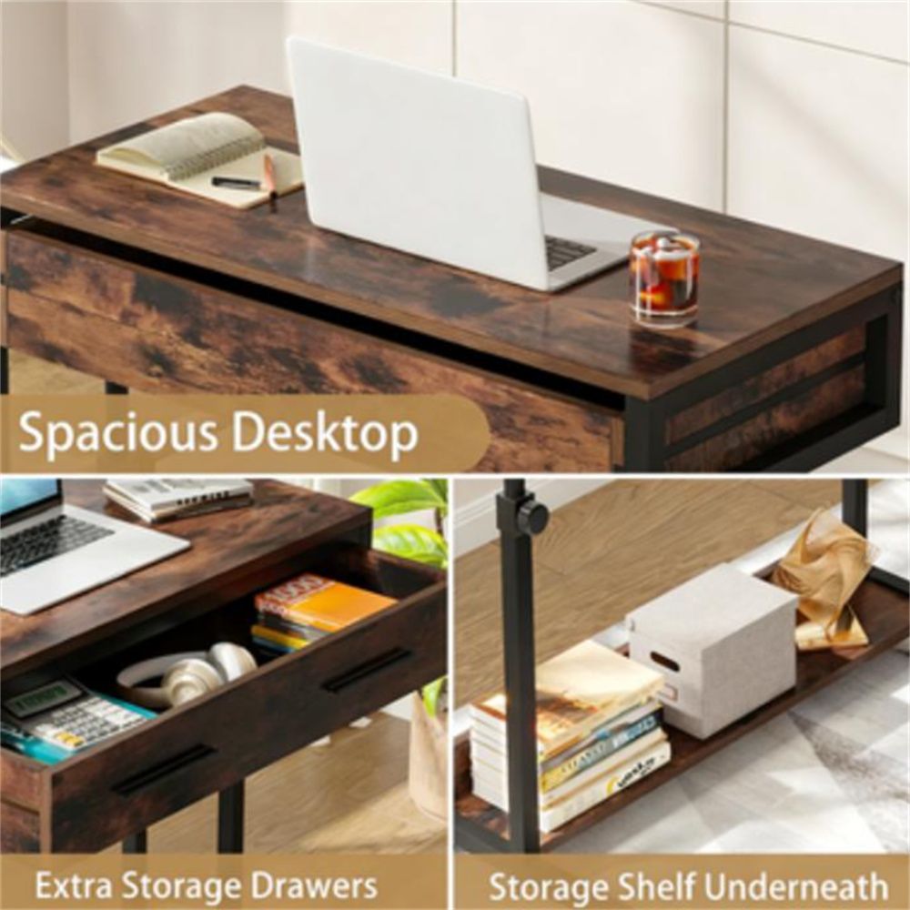 Adjustable height desk, computer desk, office desk, mobile side desk, portable desk with drawers,