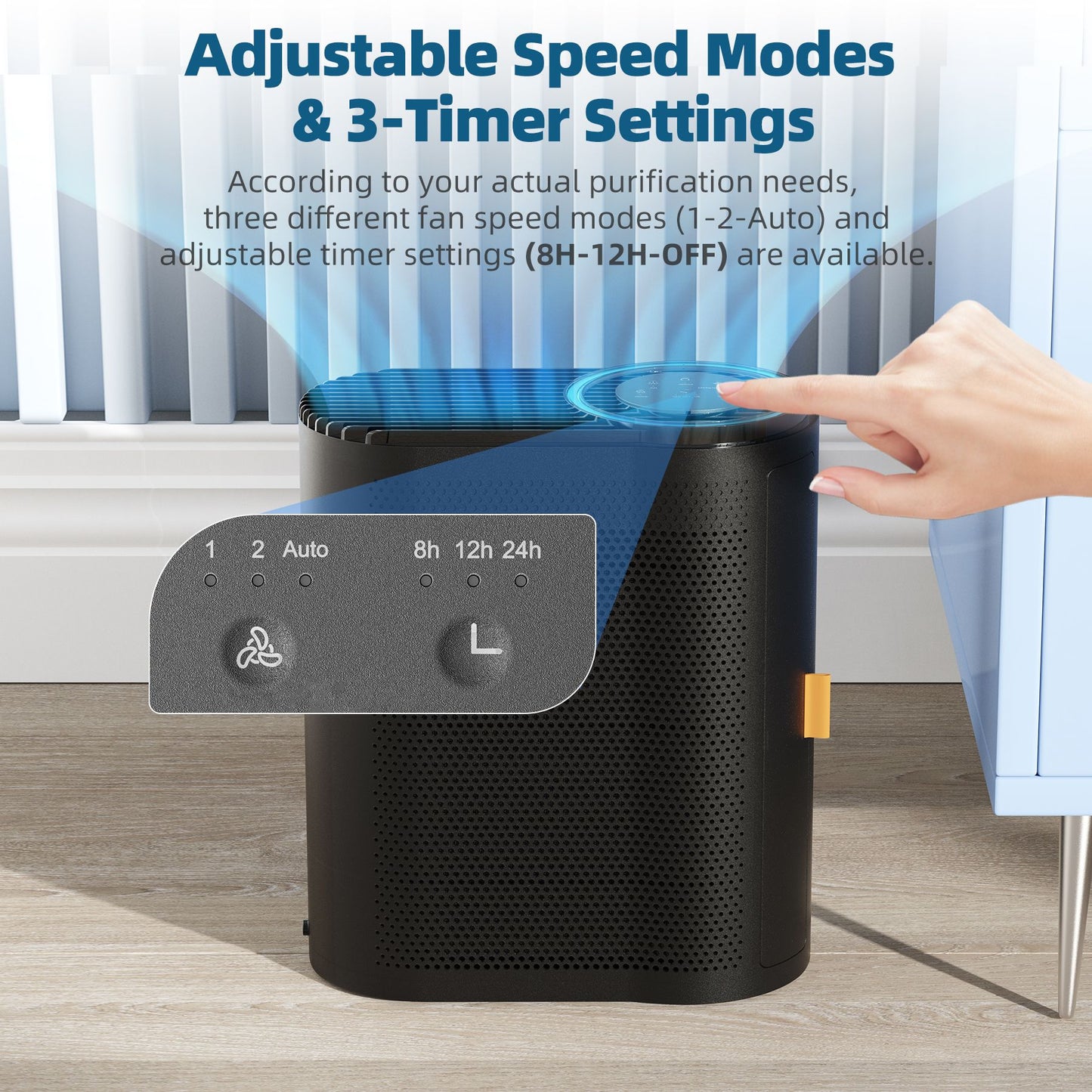 Air Purifier for Home Air Quality Sensors and Auto Function Ultra-Quiet Sleep Mode Air Cleaner for Dust, Pet Dander, Smoke, Pollen for Bedroom and Office-AP04(Black)