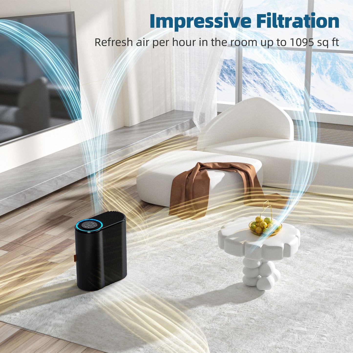 Air Purifier for Home Air Quality Sensors and Auto Function Ultra-Quiet Sleep Mode Air Cleaner for Dust, Pet Dander, Smoke, Pollen for Bedroom and Office-AP04(Black)