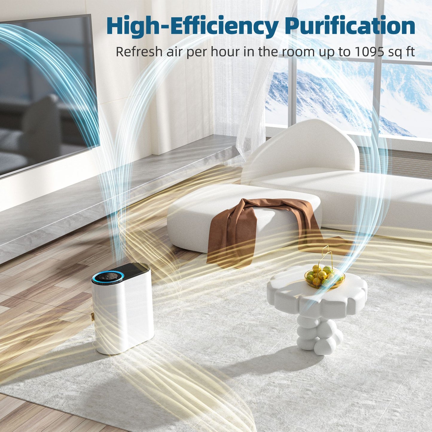 Air Purifier for Home Air Quality Sensors and Auto Function Ultra-Quiet Sleep Mode Air Cleaner for Dust, Pet Dander, Smoke, Pollen for Bedroom and Office-AP04(White)