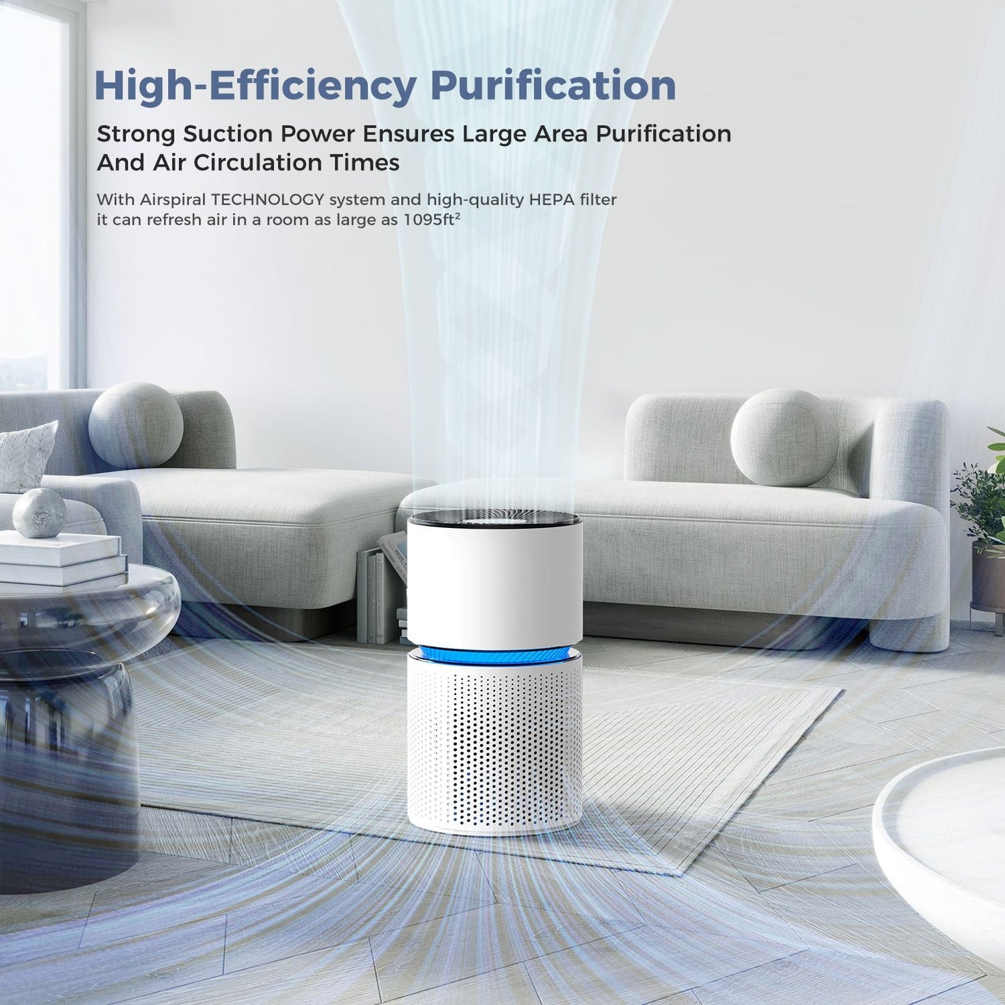 Air Purifiers for Home Large Room Coverage Up to 1095 Sq.Ft Air Cleaner Impressive Filtration Remove Dust, Pet Dander for Office, Bedroom, White