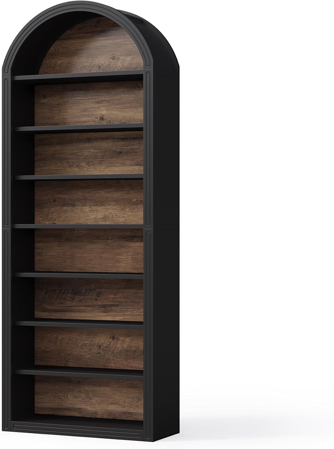 Arched bookshelf, large independent wooden open bookshelf, suitable for living rooms, bedrooms, offices, libraries, storage cabinets