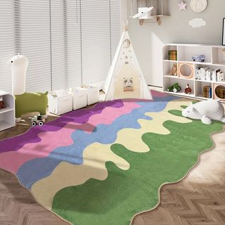 Area Rugs colorful abstract plush rug Soft velvet texture, high-quality polyester blend, perfect for living room, bedroom or study floor mats, carpet floor Playful room accent Plush polyester rug