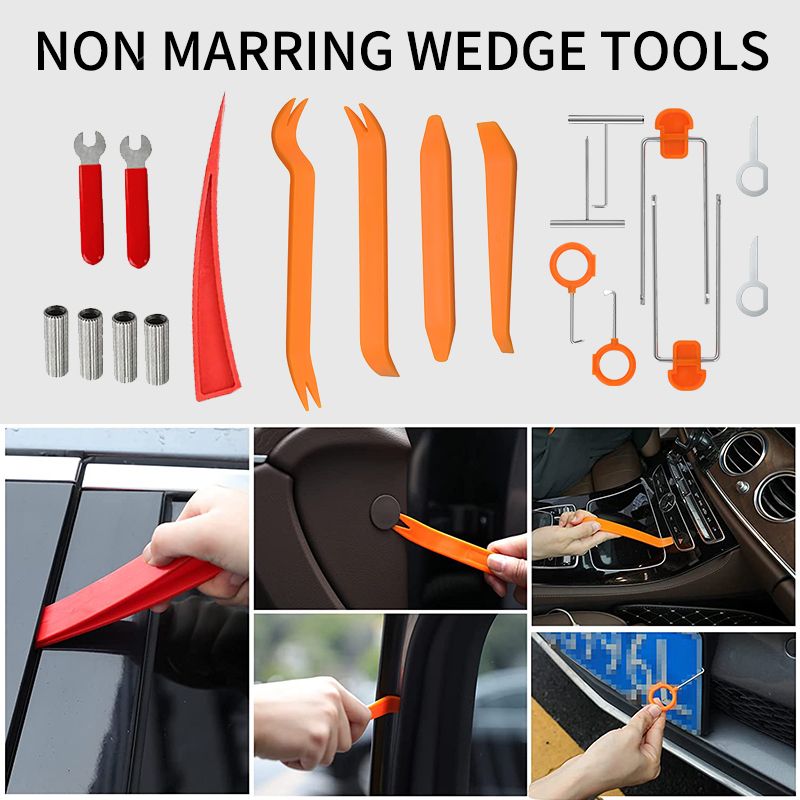 Automotive Tool Set 34-piece professional automotive kit with stainless steel long distance fasteners seamless wedge air wedge pump automotive trim removal tool SpeedX.UNIUNI.Amazon.USPS