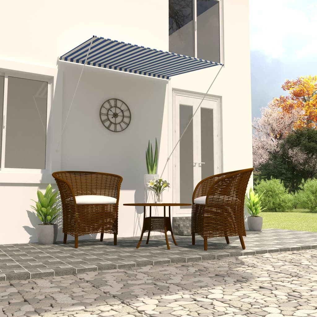 Awning Blue and White 100% polyester fabric with PA coating, Steel