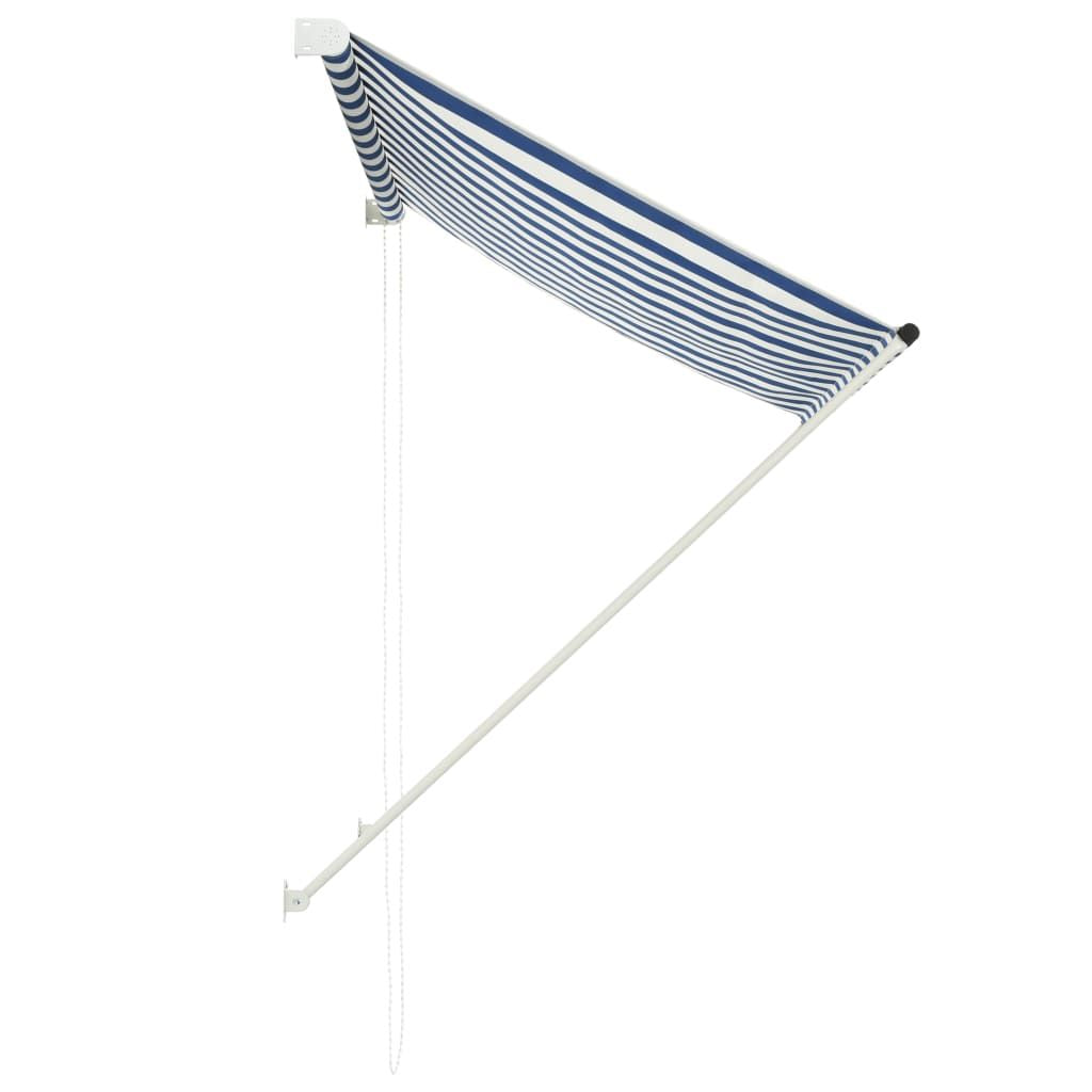 Awning Blue and White 100% polyester fabric with PA coating, Steel