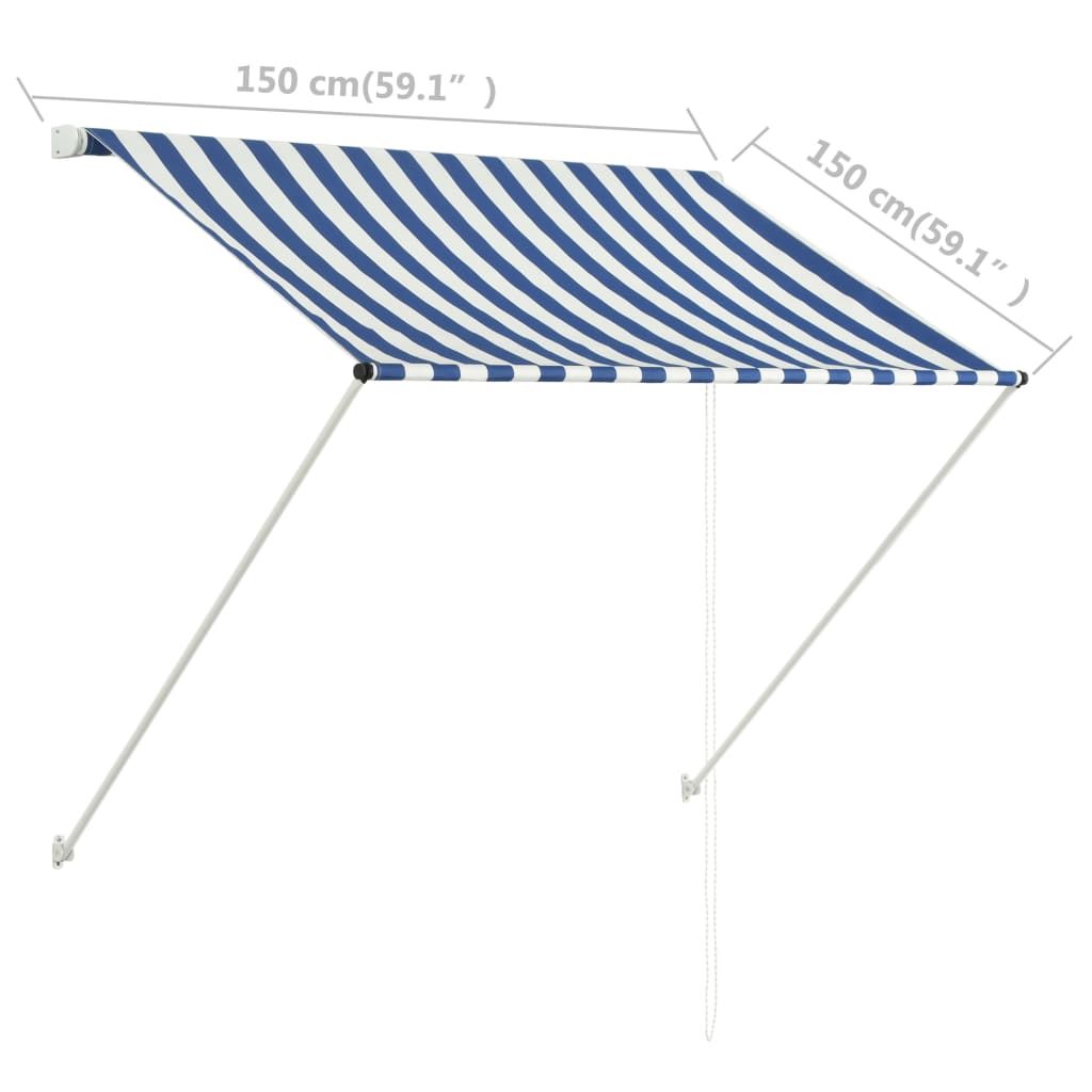 Awning Blue and White 100% polyester fabric with PA coating, Steel