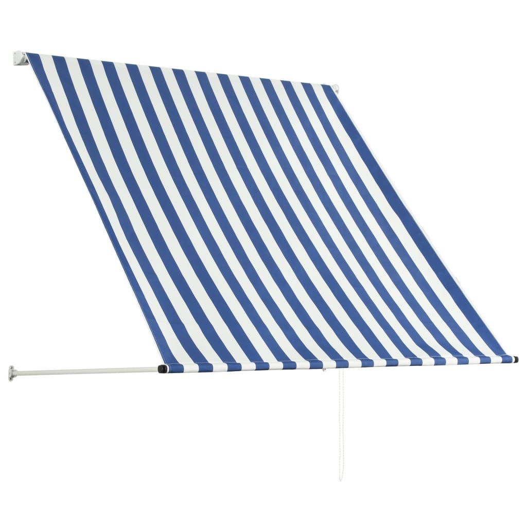Awning Blue and White 100% polyester fabric with PA coating, Steel
