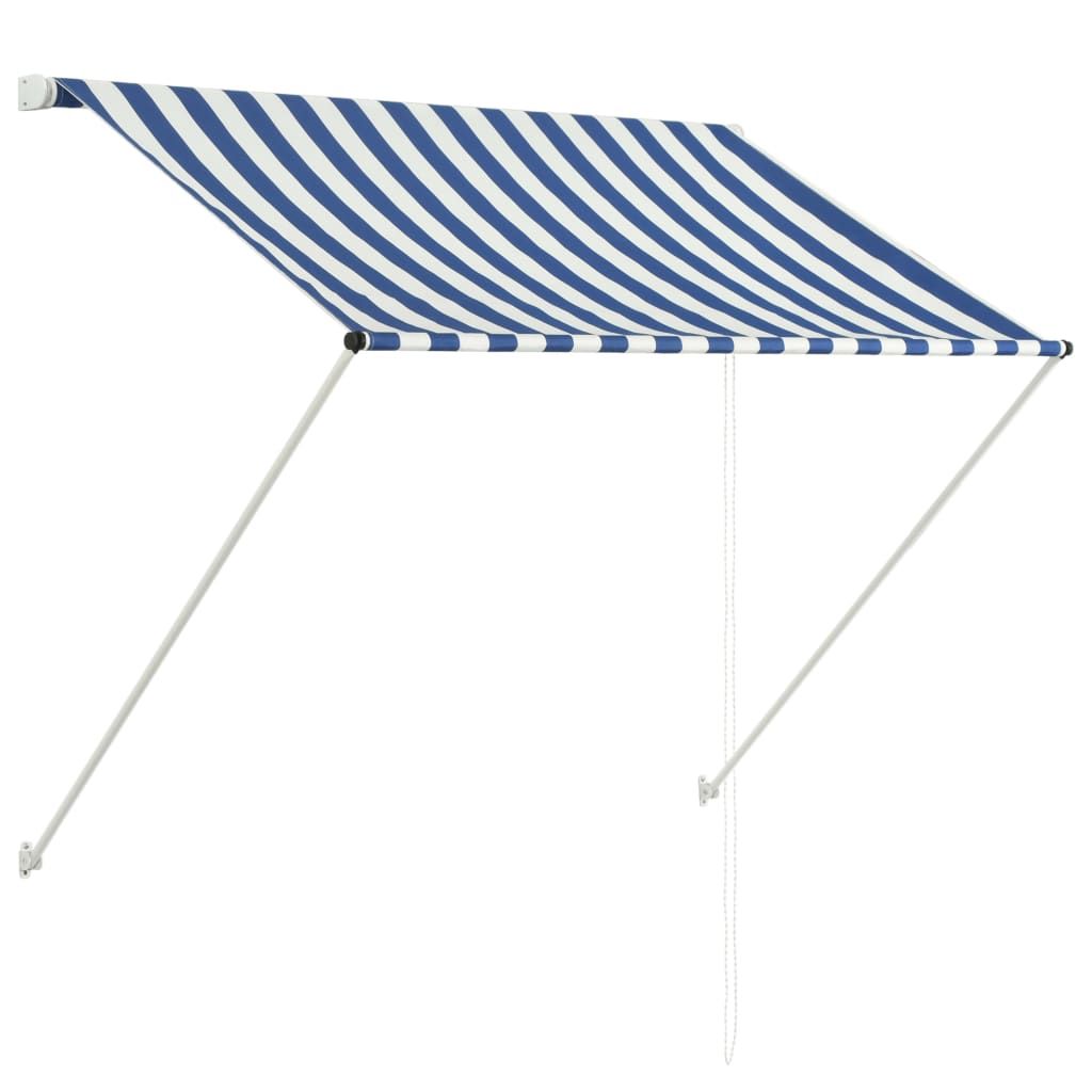 Awning Blue and White 100% polyester fabric with PA coating, Steel