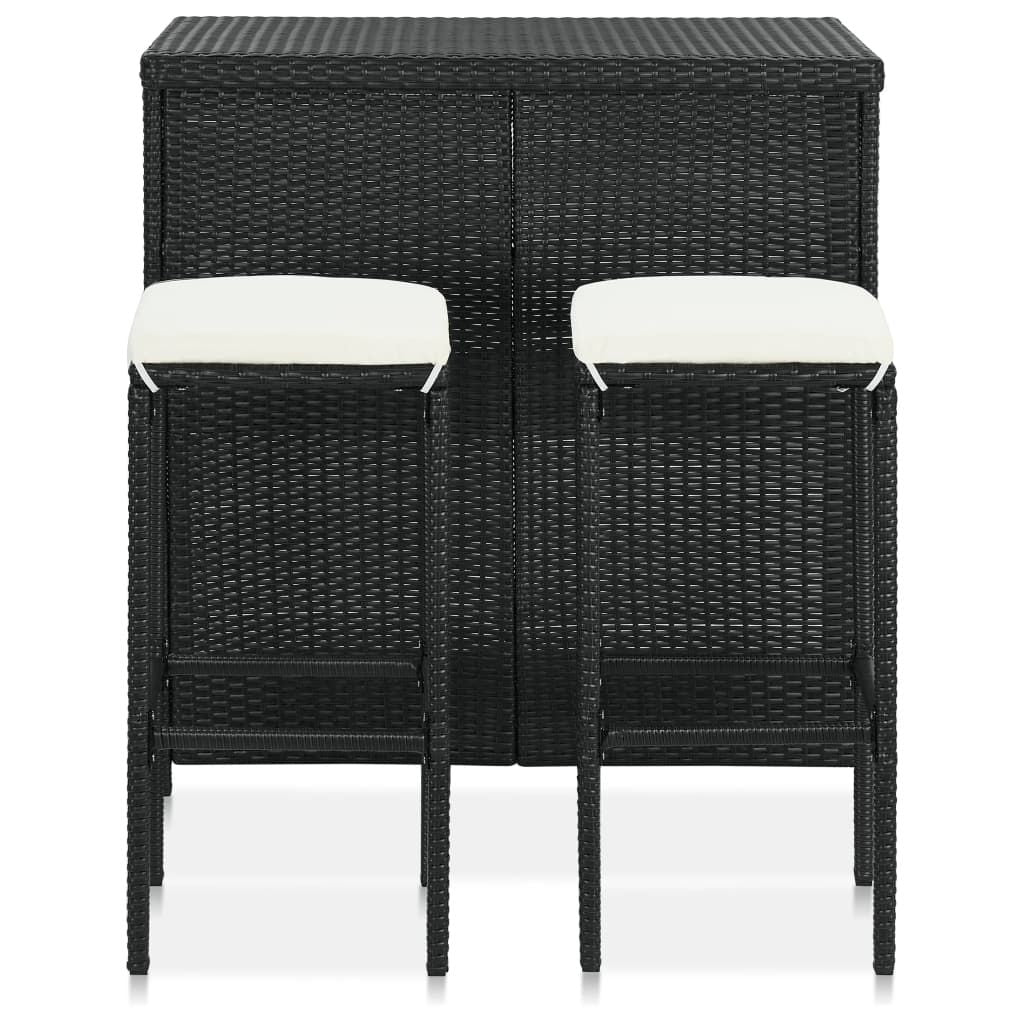 Bar Set Black, Cream White PE rattan, steel, polyester Compact