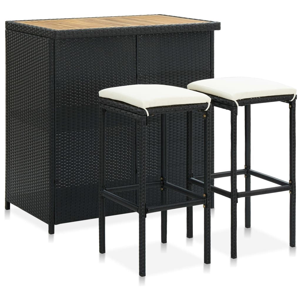 Bar Set Black PE rattan Standard Bar Set Rectangular