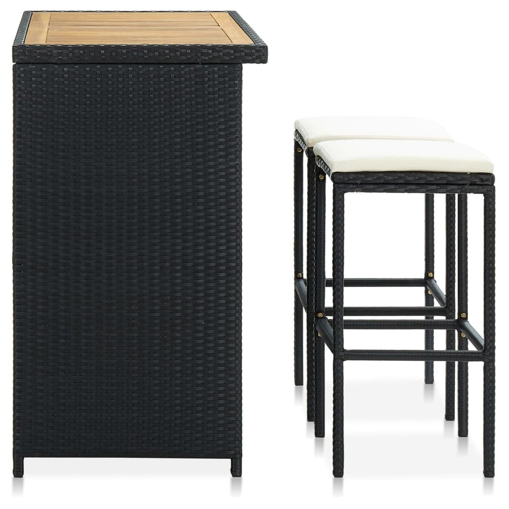 Bar Set Black PE rattan Standard Bar Set Rectangular
