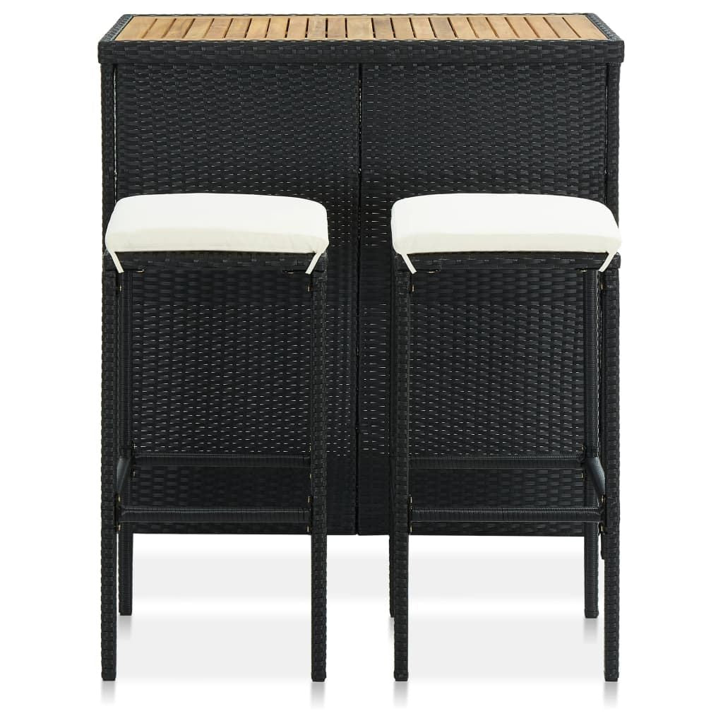 Bar Set Black PE rattan Standard Bar Set Rectangular