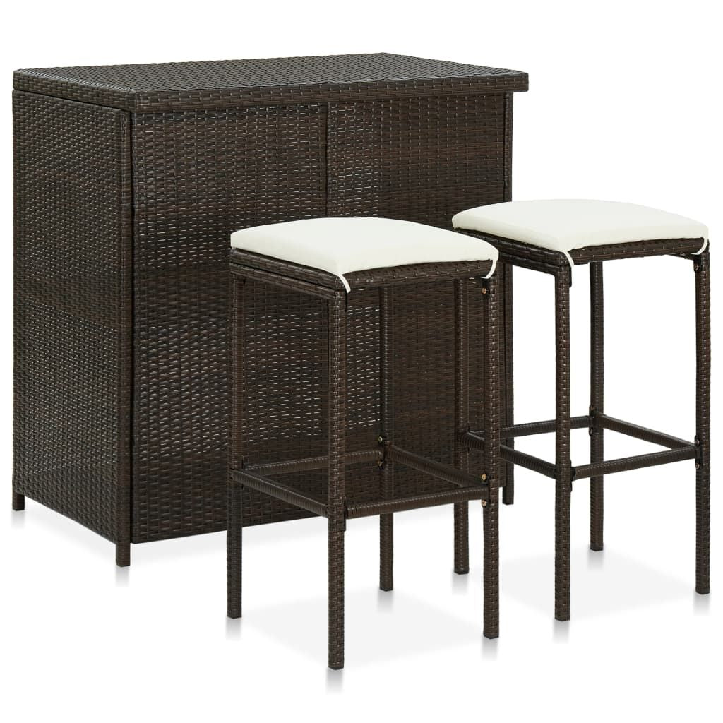 Bar Set Brown PE rattan, steel Large Bar Set Rectangular